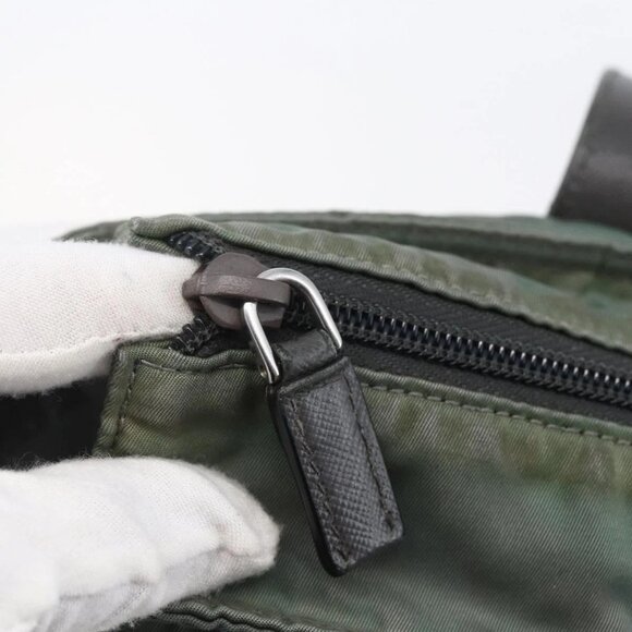 PRADA Tote Bag Nylon Khaki Silver Auth 146817 - Picture 10 of 16